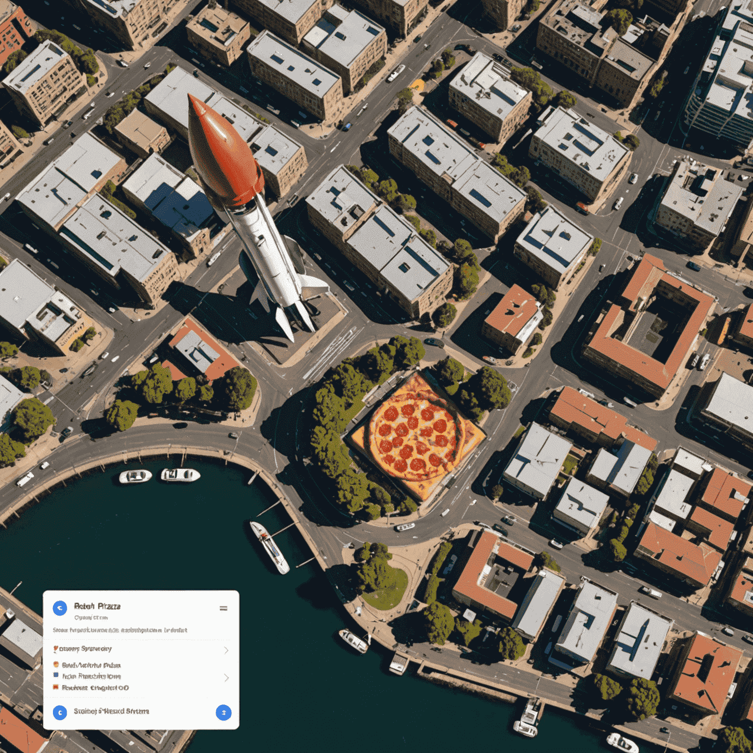 Google Maps embed showing the location of the Rocket Pizza restaurant in Sydney, Australia